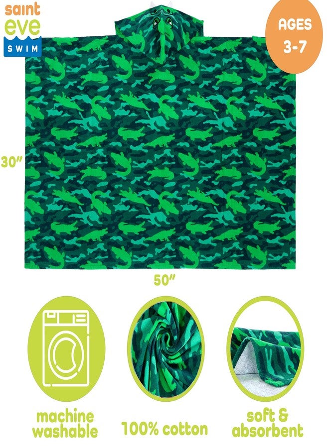 Sainteve Saint Eve Kids 100% Cotton Hooded Towel for Kids and Toddlers - Soft and Super Absorbent Bath, Pool, Beach, Swim Towel Wrap - Green Alligator - Image 5